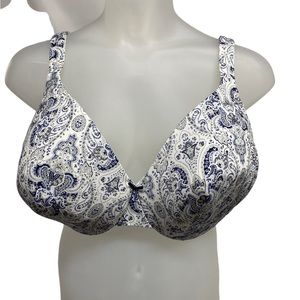 Cacique Lightly Lined Full Coverage bra paisley print size 44H